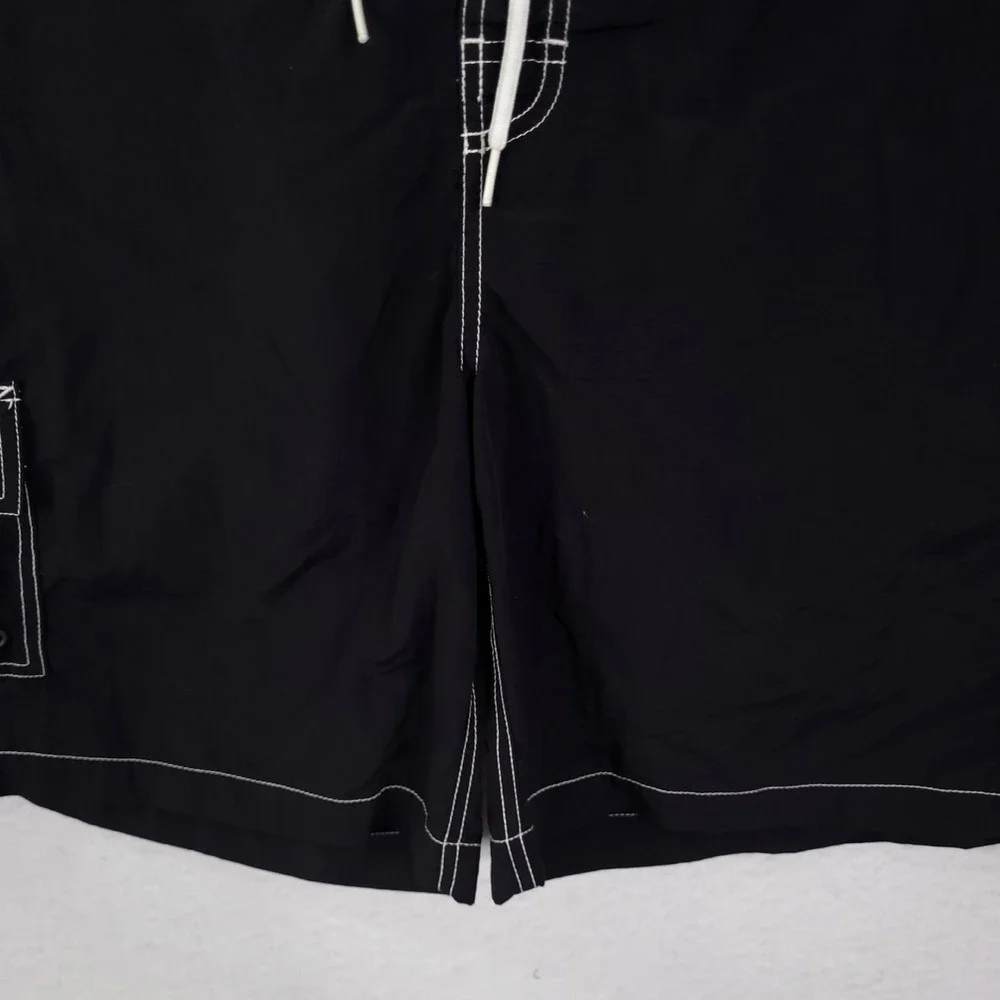 Polo Ralph Lauren Board Shorts Swim Trunk Mens XL Black Contrast Stitch Cargo